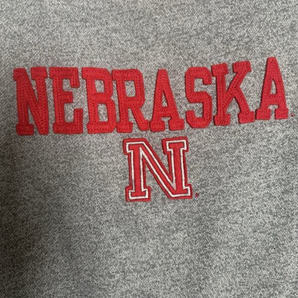 PRESSBOX NEBRASKA FOOTBALL Sweatshirt Vintage Style Graphics GrayRed Black Sz L - Picture 5 of 5